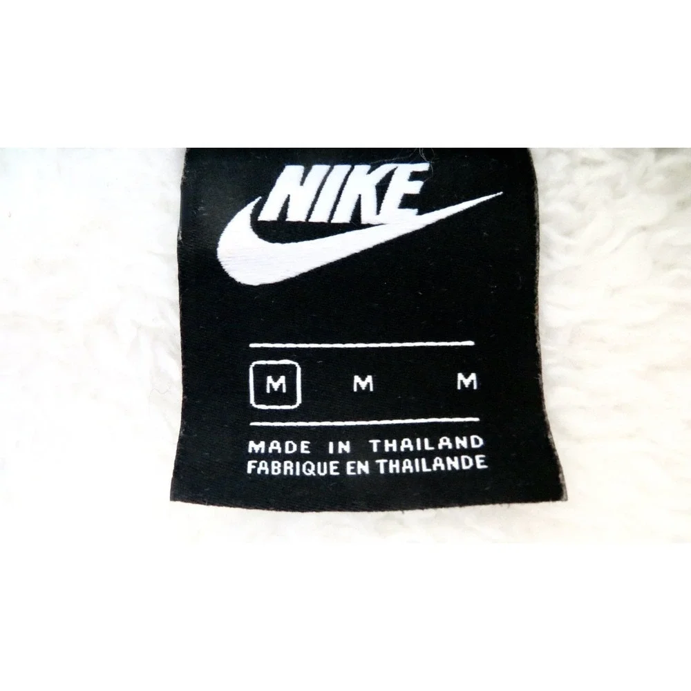 NEW! Nike Sportswear Quarter Zip Crop Sherpa Plush Fleece Shirt Ivory Black SZ M